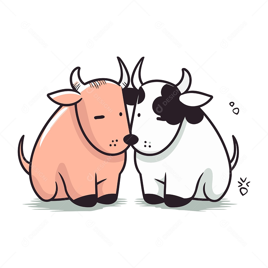 Vacas de Desenho Animado Ilustração Vetor EPS