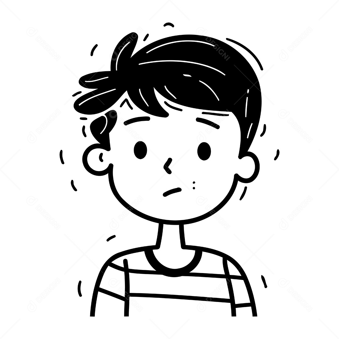 Menino Triste de Desenho Animado Ilustração Vetor EPS
