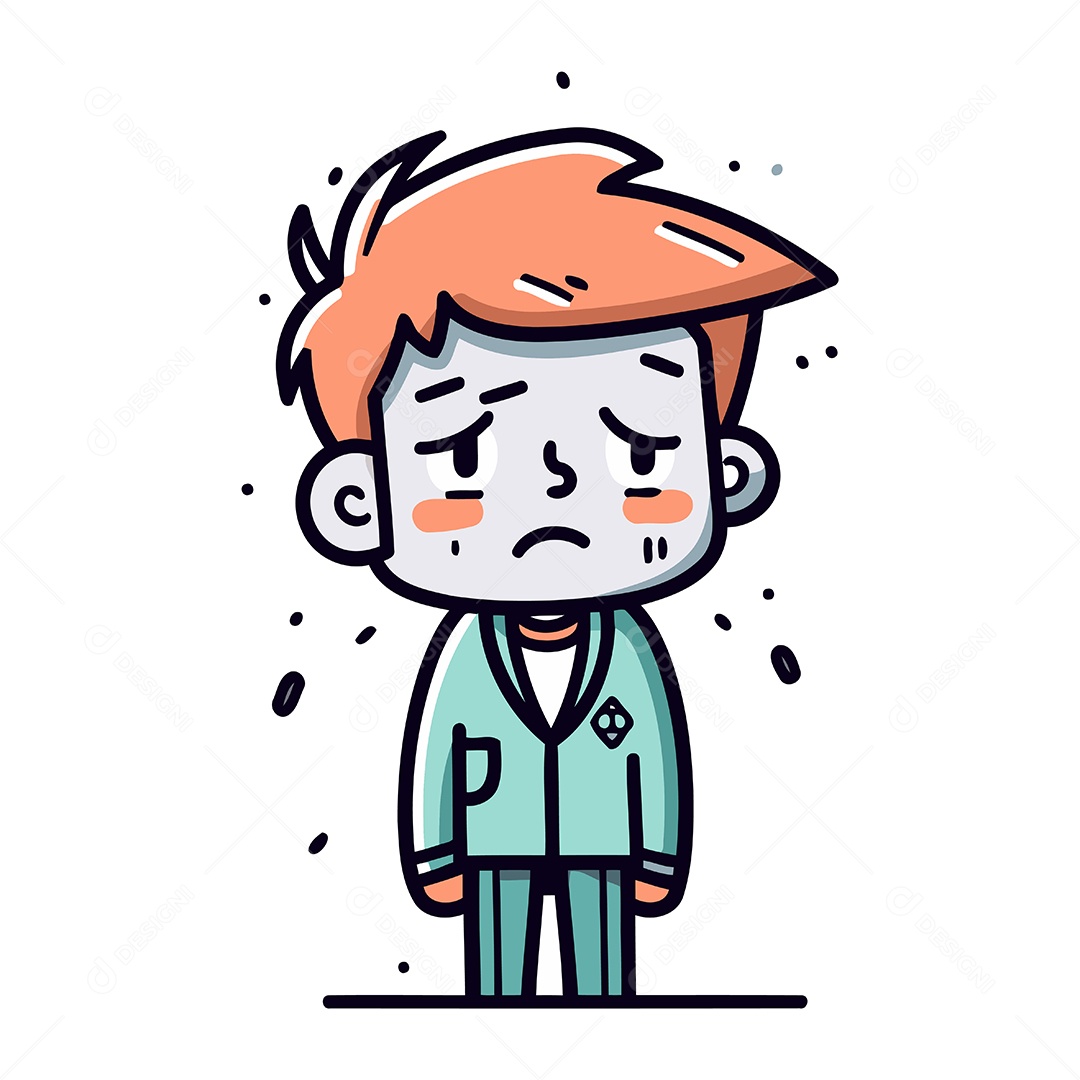 Homem Triste de Desenho Animado Ilustração Vetor EPS