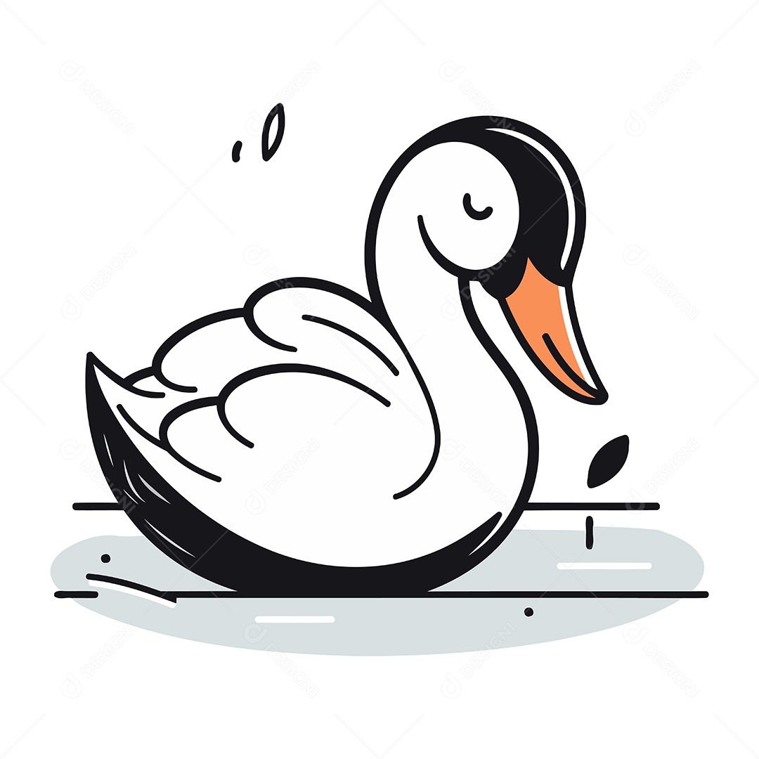Cisne de Desenho Animado Ilustração Vetor EPS