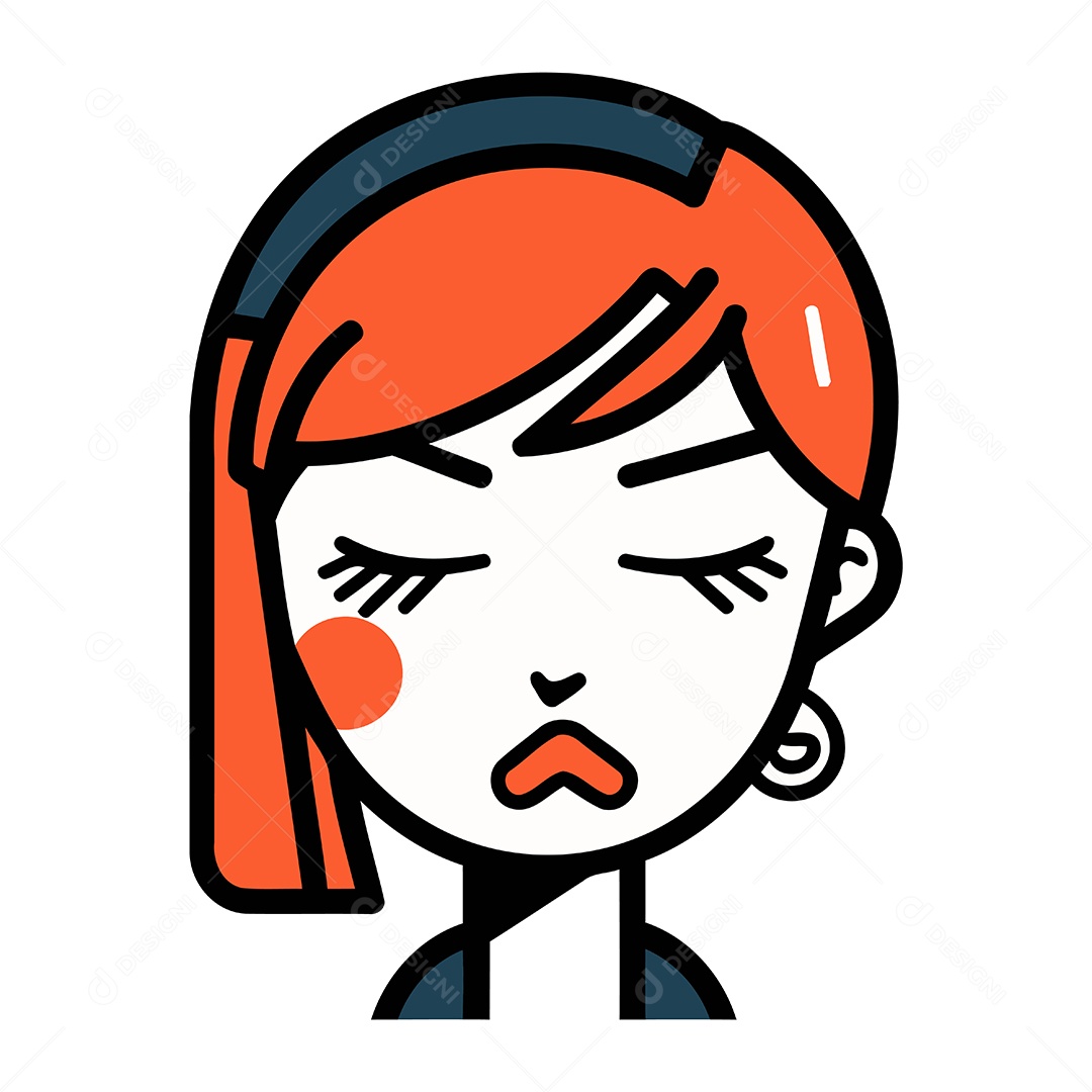 Mulher Triste de Desenho Animado Ilustração Vetor EPS