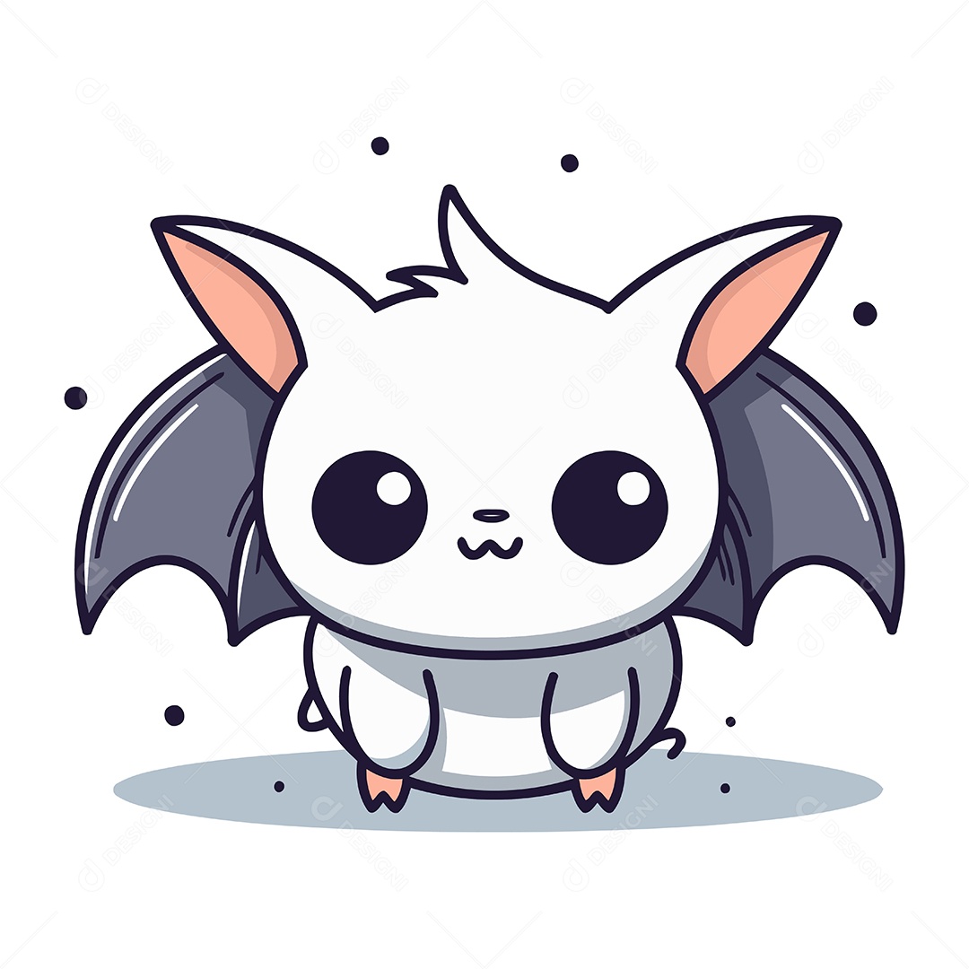 Morcego Fofo de Desenho Animado Ilustração Vetor EPS