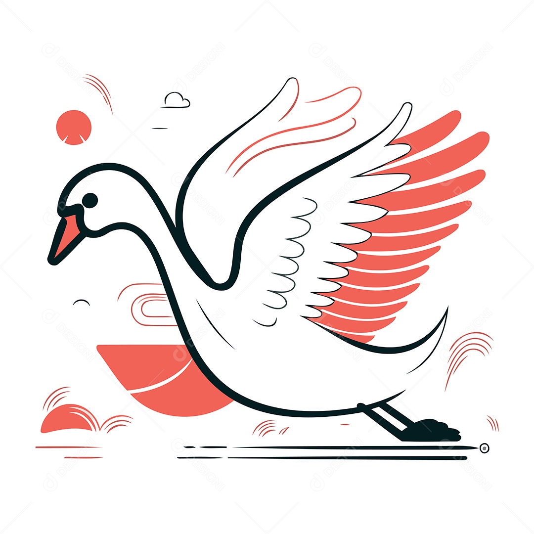 Cisne de Desenho Animado Ilustração Vetor EPS