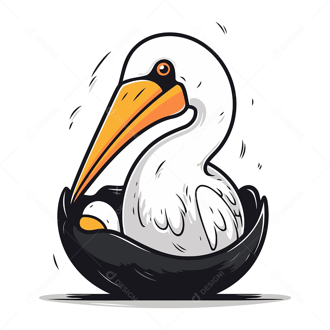 Pelicano de Desenho Animado Ilustração Vetor EPS