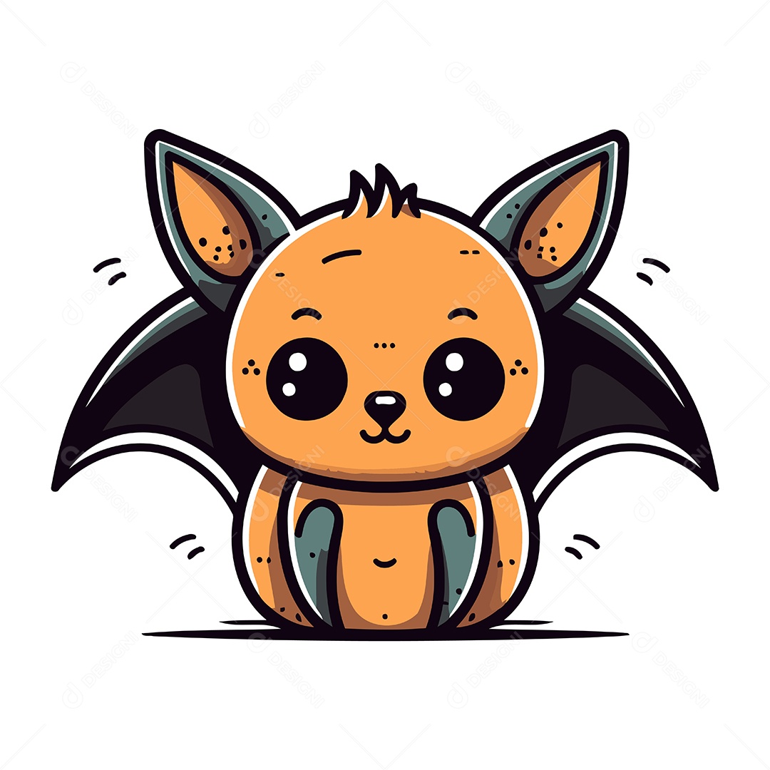 Morcego Fofo de Desenho Animado Ilustração Vetor EPS