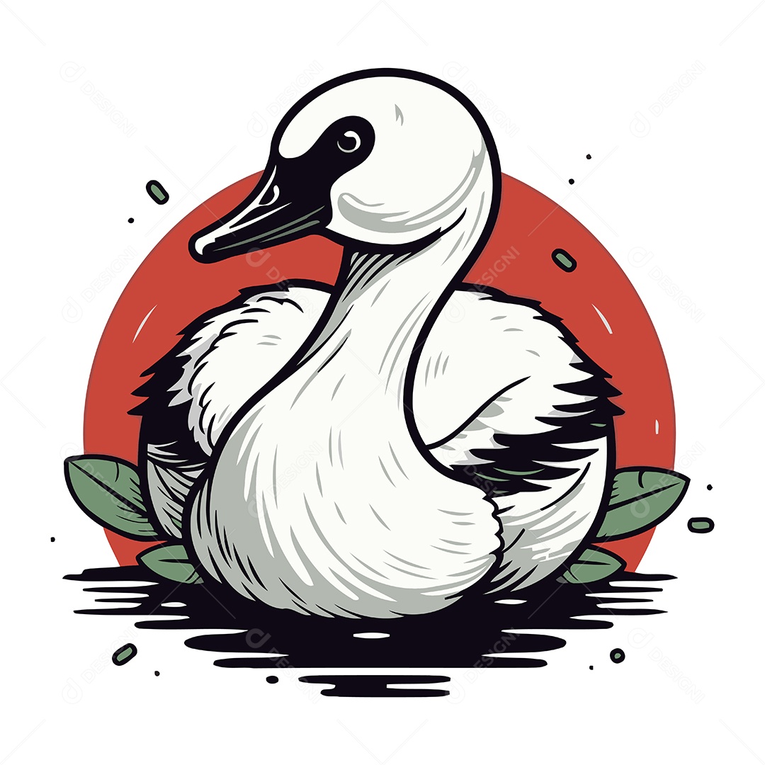 Cisne de Desenho Animado Ilustração Vetor EPS
