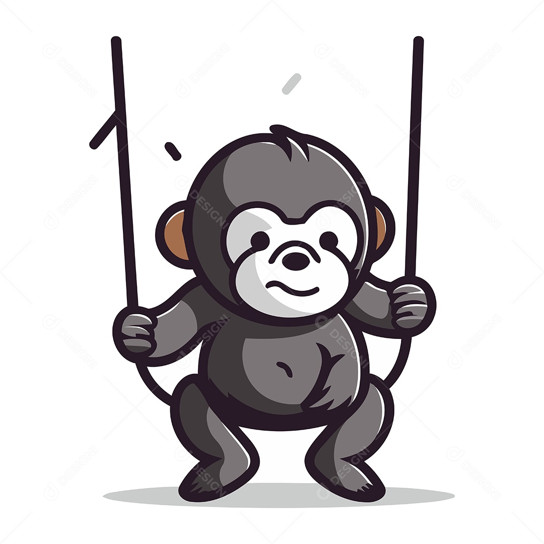 Macaco Fofo em um Balanço Ilustração Vetor EPS