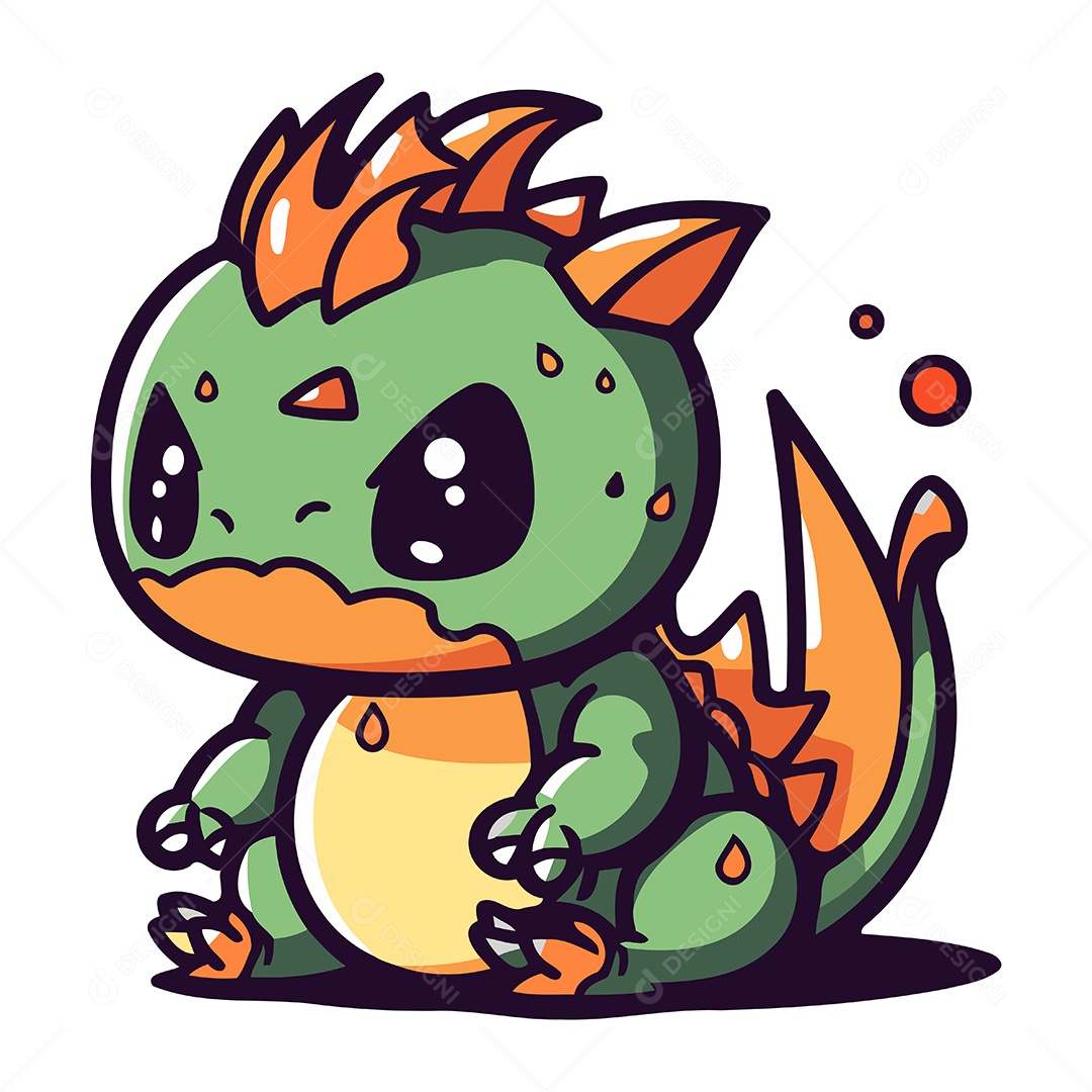 Dragão Fofo de Desenho Animado Ilustração Vetor EPS