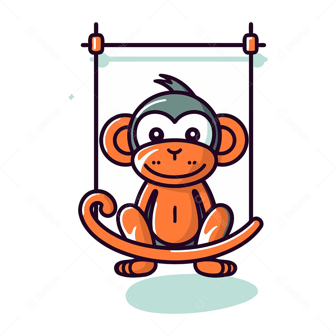 Macaco de Desenho Animado em um Balanço Ilustração Vetor EPS