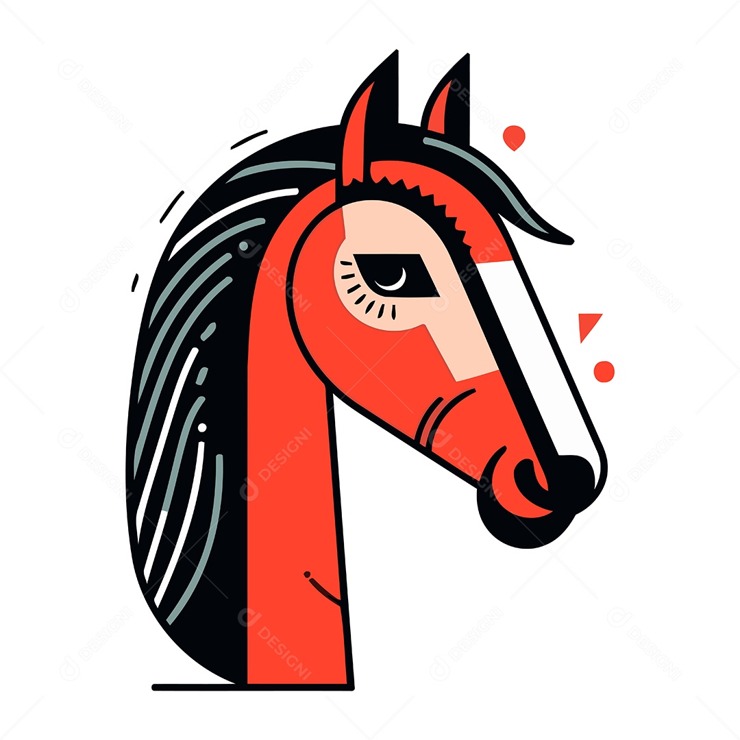 Cabeça de Cavalo Desenho Animado Ilustração Vetor EPS