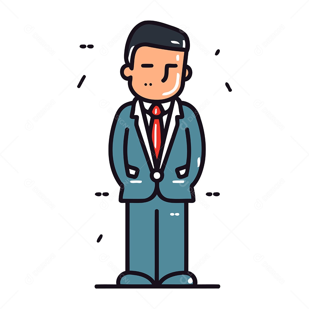 Homem de Terno Desenho Animado Ilustração Vetor EPS