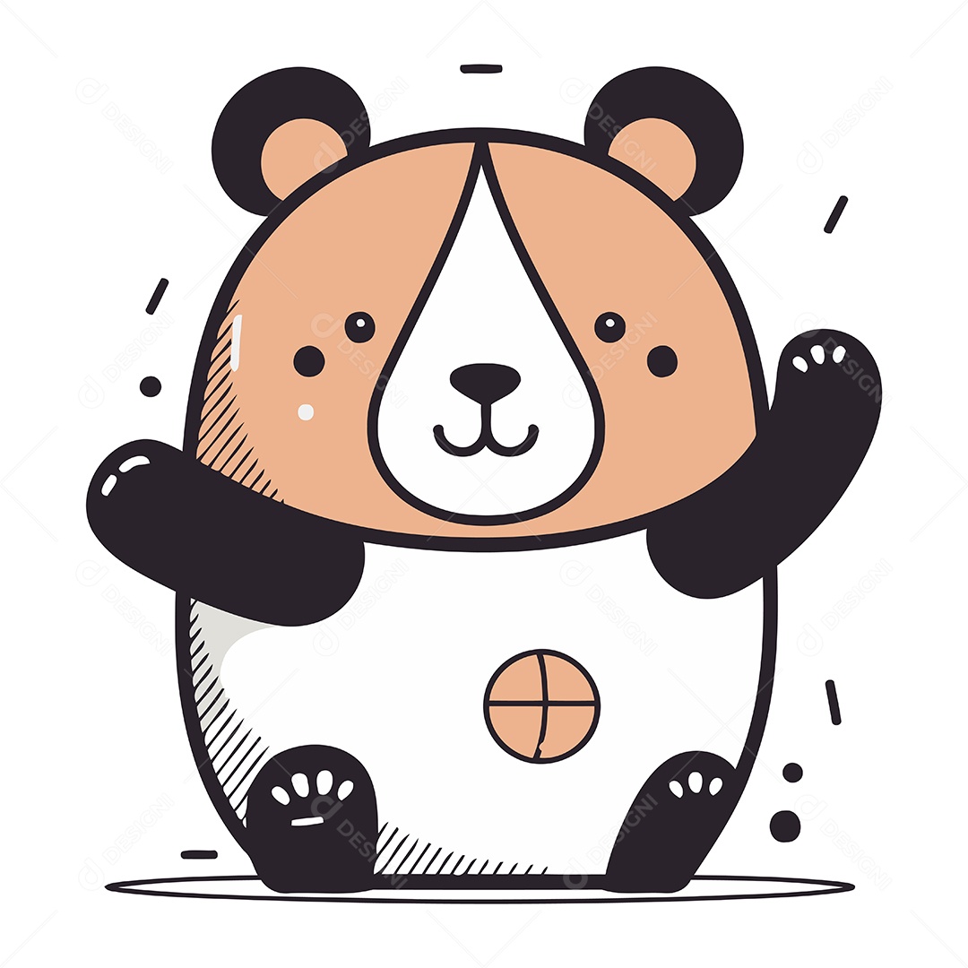 Urso Fofo de Desenho Animado Ilustração Vetor EPS