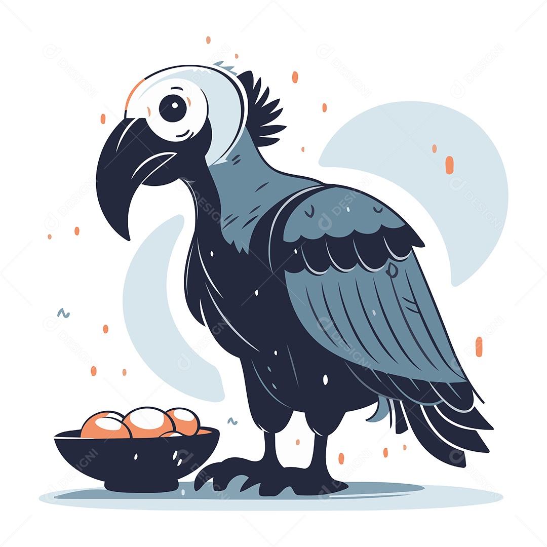 Abutre de Desenho Animado com Ovos Ilustração Vetor EPS