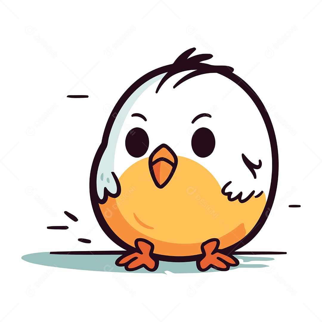 Pintinho Fofo de Desenho Animado Ilustração Vetor EPS