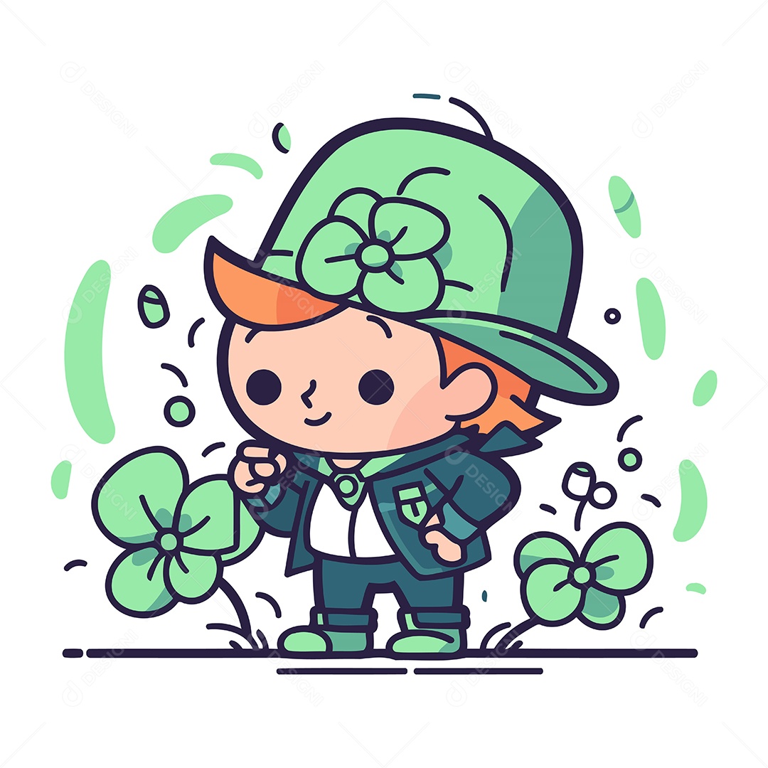 Garotinho Fofo Fantasiado de Duende Ilustração Vetor EPS