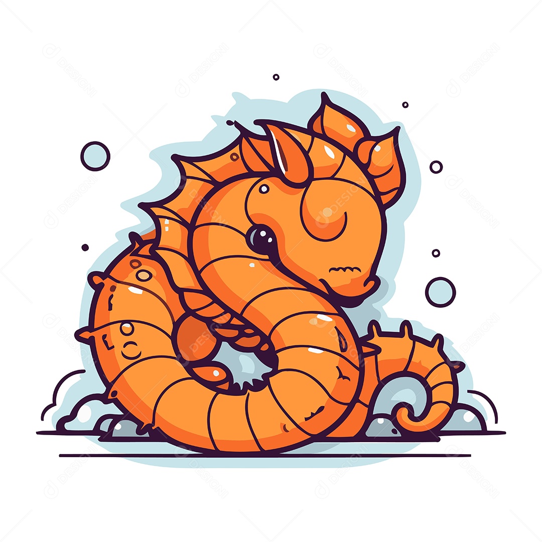 Camarão de Desenho Animado Ilustração Vetor EPS