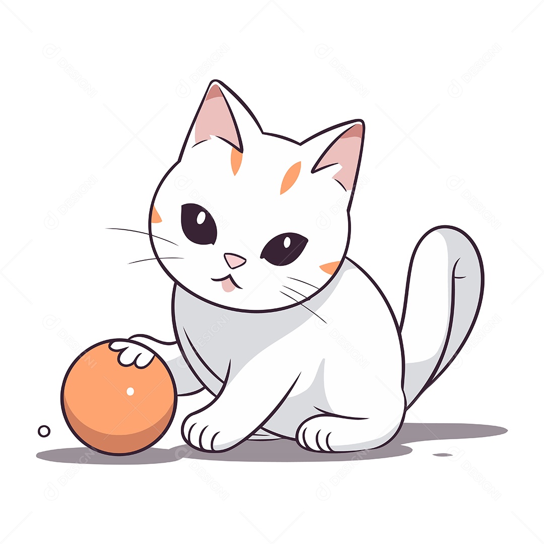 Gato Fofo de Desenho Animado Ilustração Vetor EPS