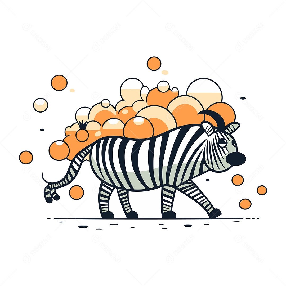 Zebra de Desenho Animado com Bolhas Ilustração Vetor EPS