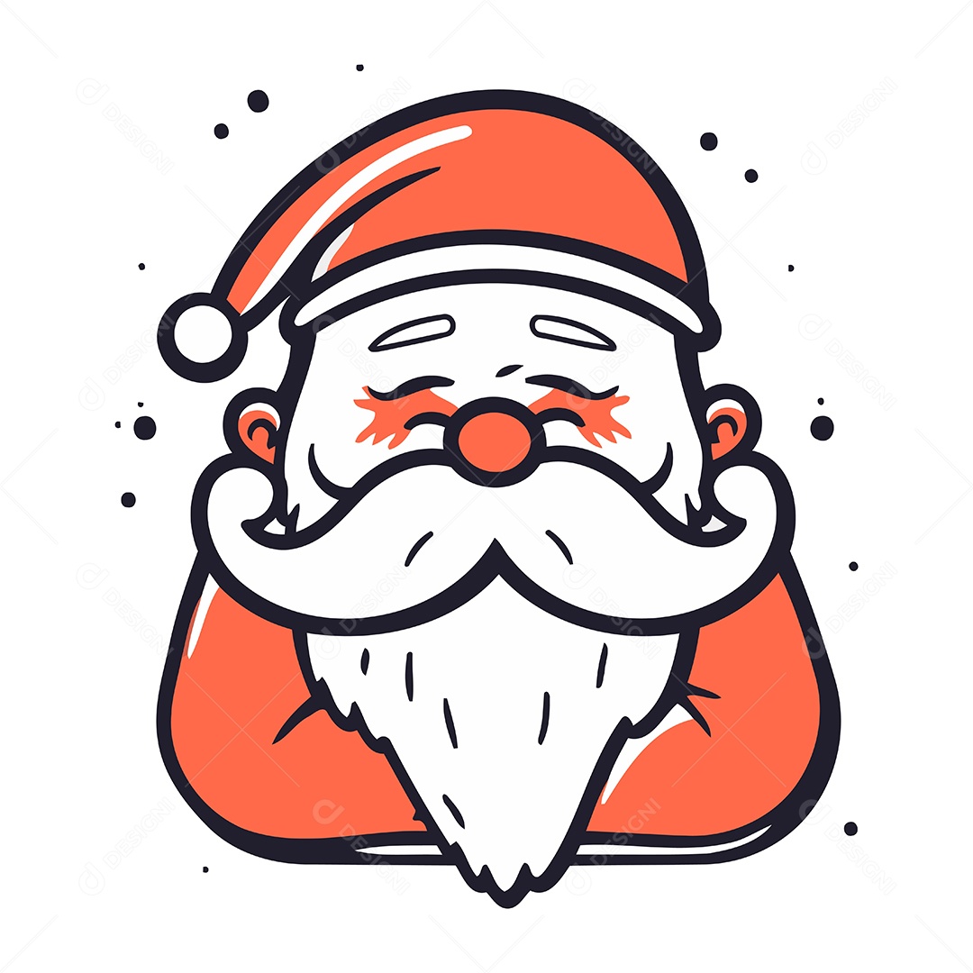 Rosto de Papai Noel com Barba e Bigode Ilustração Vetor EPS