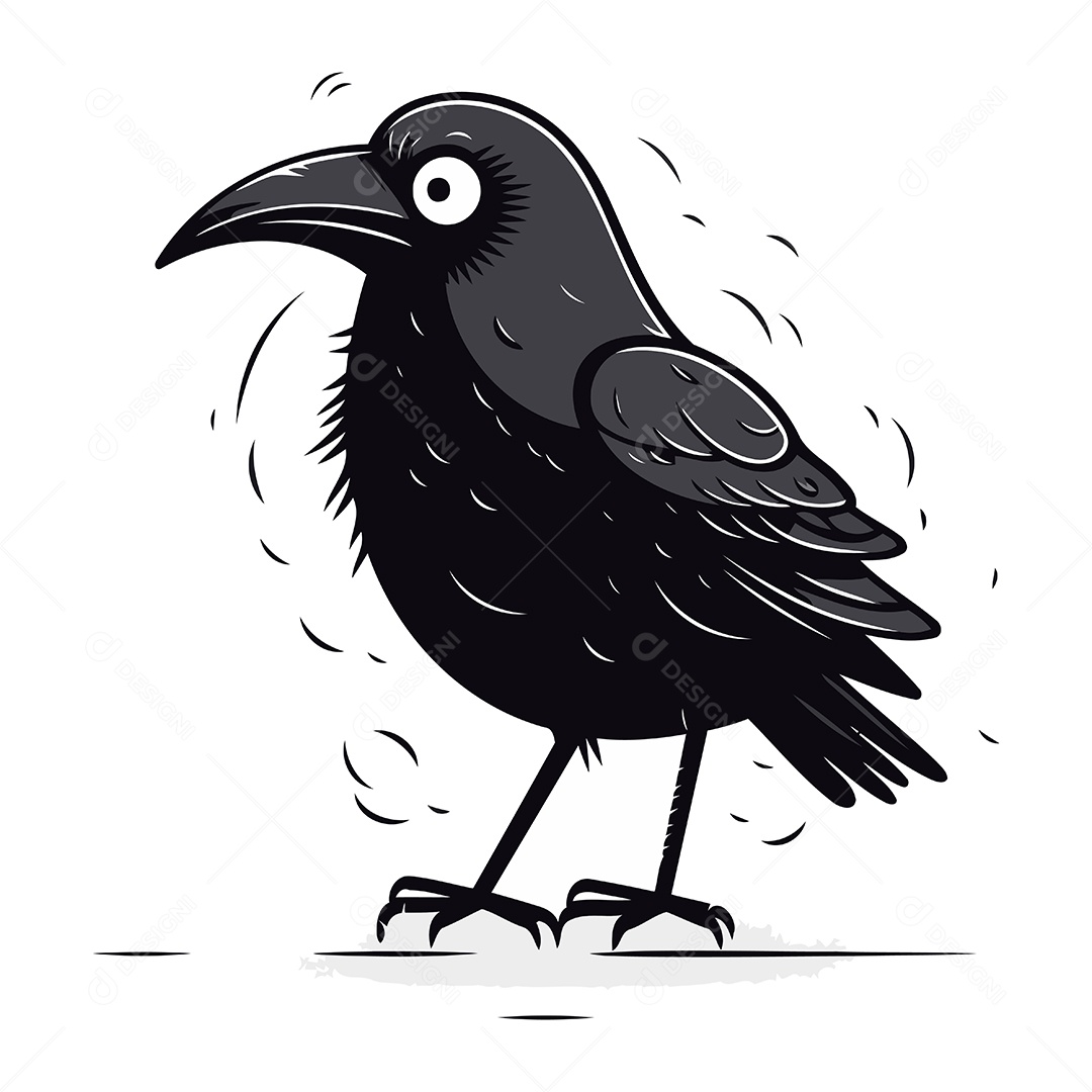 Corvo de Desenho Animado Ilustração Vetor EPS