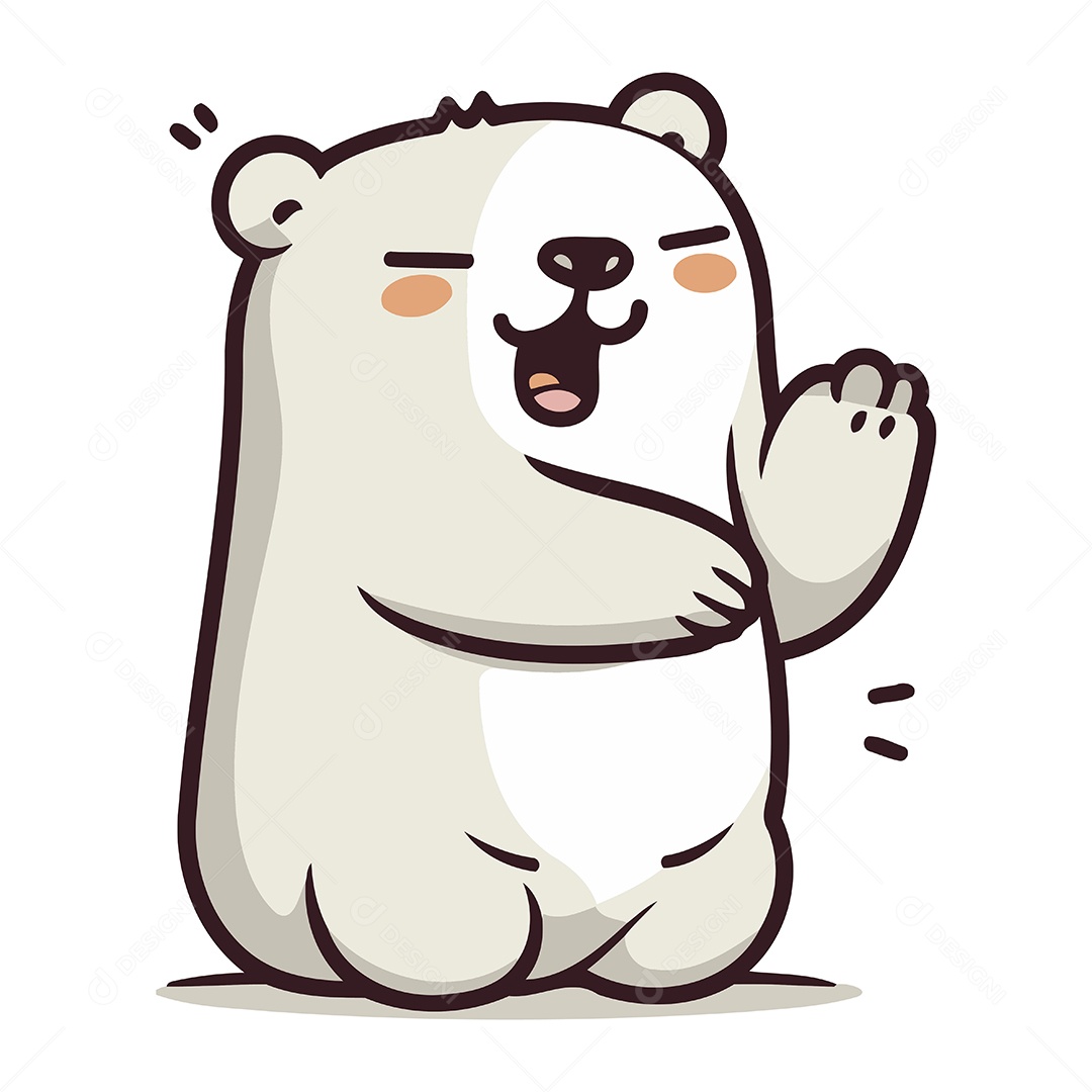 Urso Polar Fofo de Desenho Animado Ilustração Vetor EPS