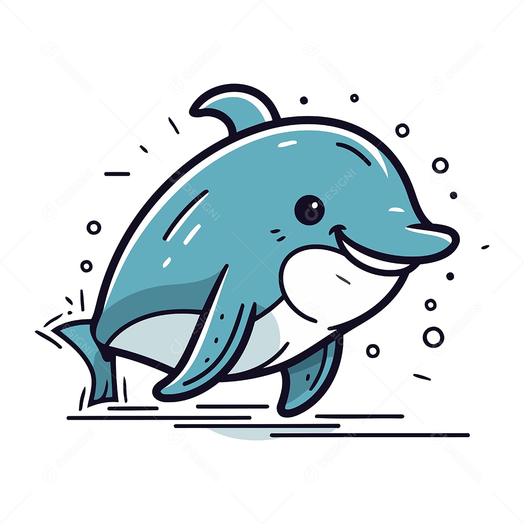 Golfinho de Desenho Animado Ilustração Vetor EPS