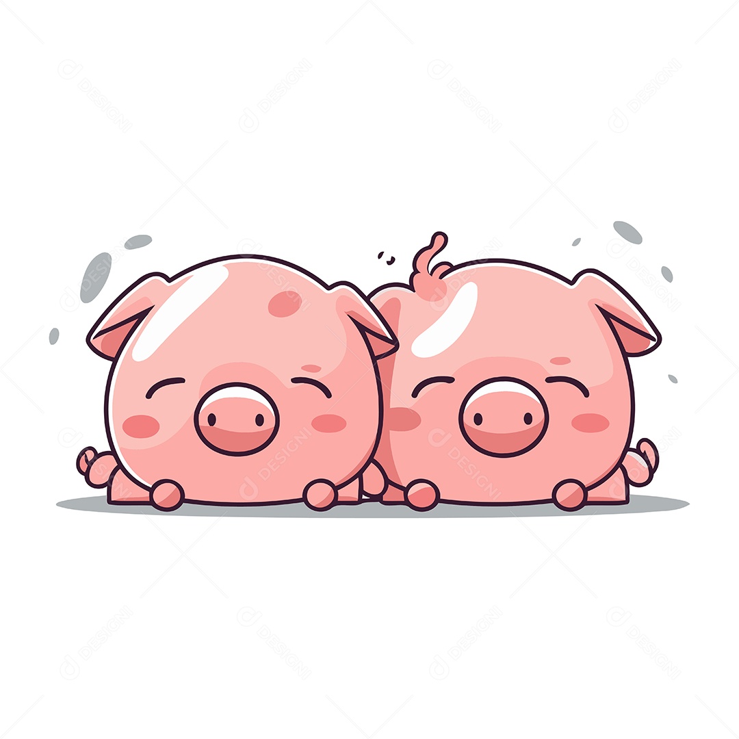 Porquinhos Fofo de Desenho Animado Ilustração Vetor EPS