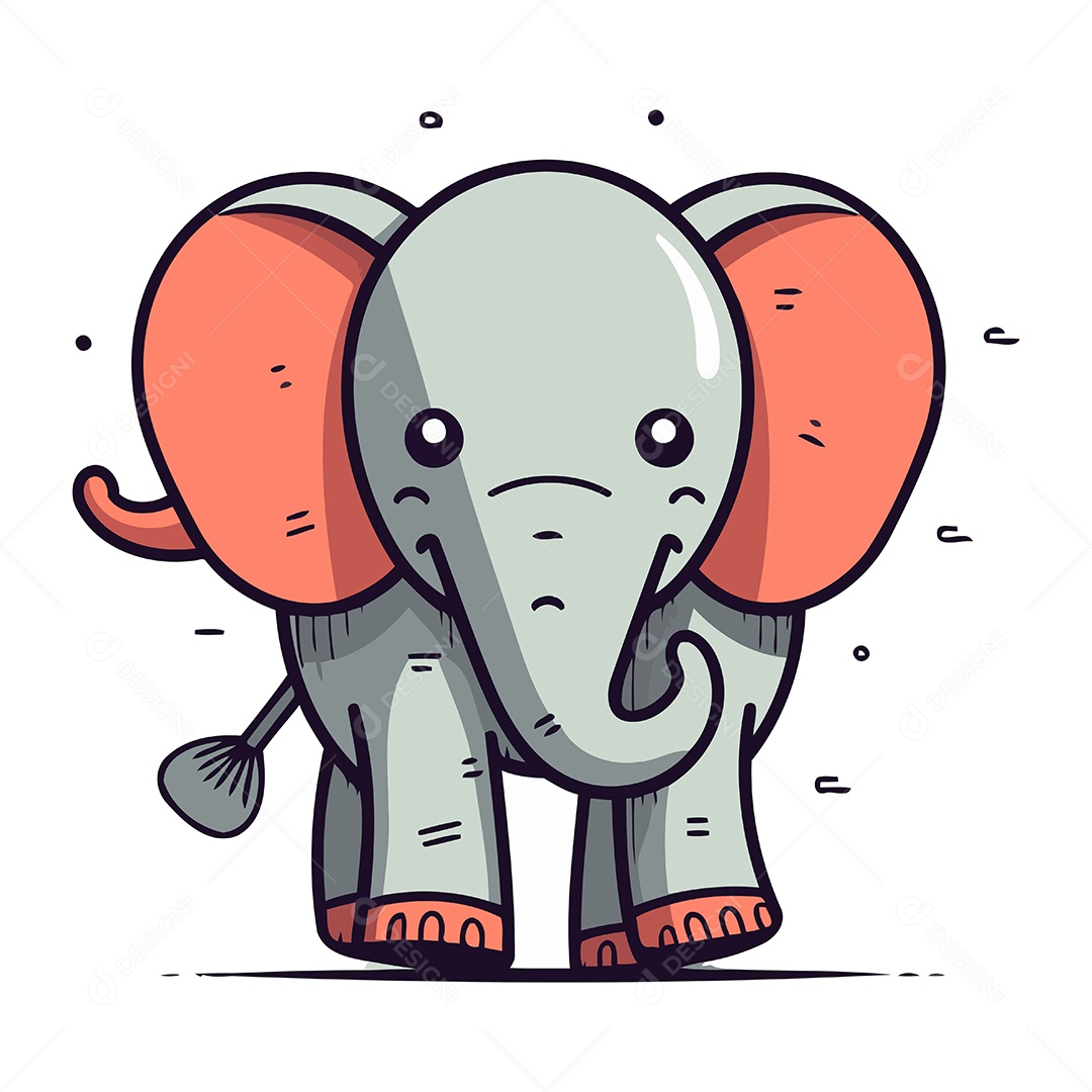 Elefante de Desenho Animado Ilustração Vetor EPS