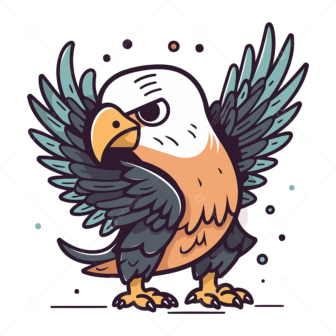 Águia Americana de Desenho Animado Ilustração Vetor EPS