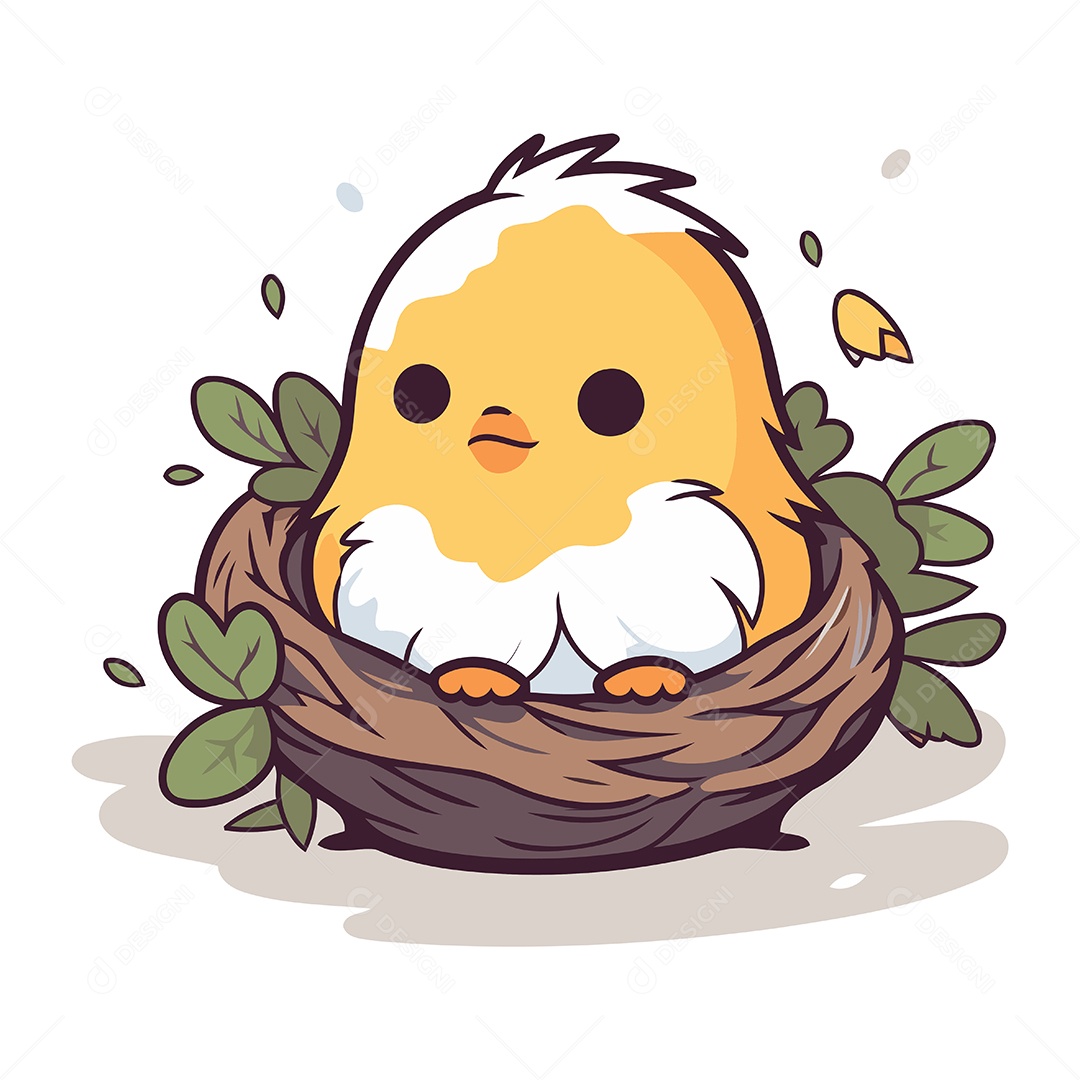 Pintinho Fofo de Desenho Animado Ilustração Vetor EPS