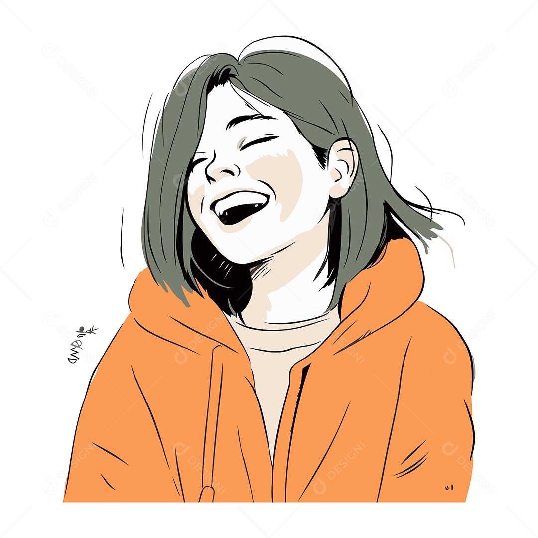 Mulher Sorridente de Desenho Animado Ilustração Vetor EPS