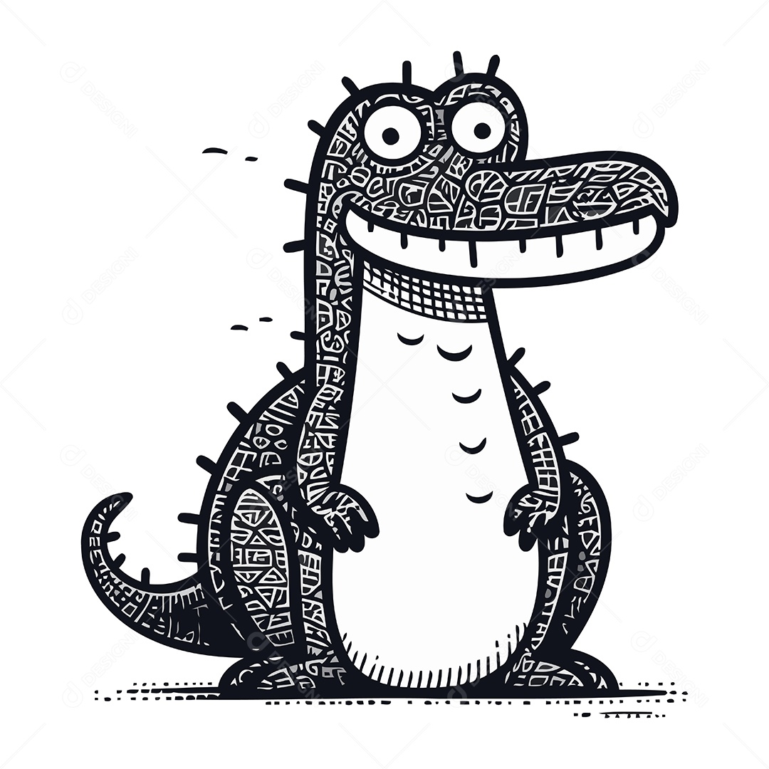 Crocodilo de Desenho Animado Ilustração Vetor EPS
