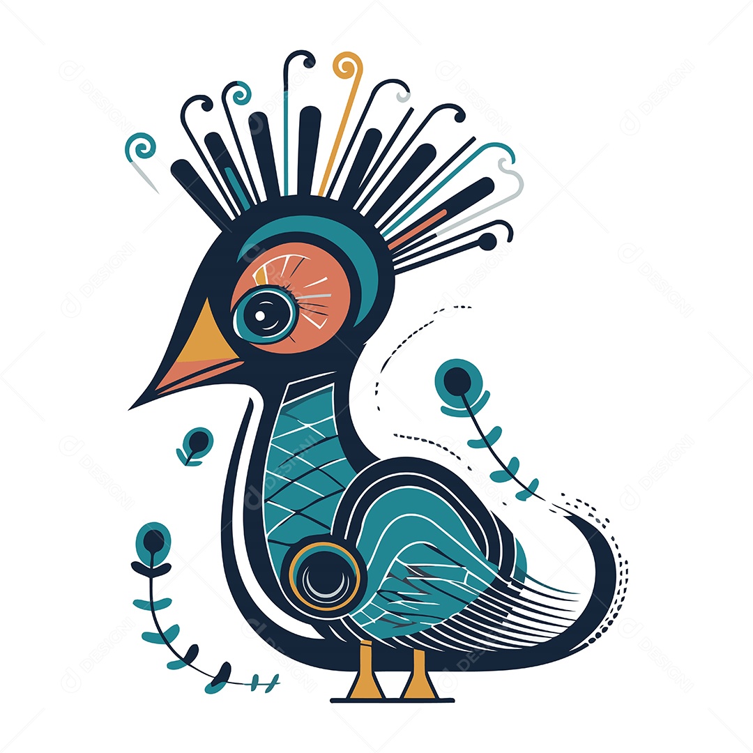 Pavão de Desenho Animado Ilustração Vetor EPS