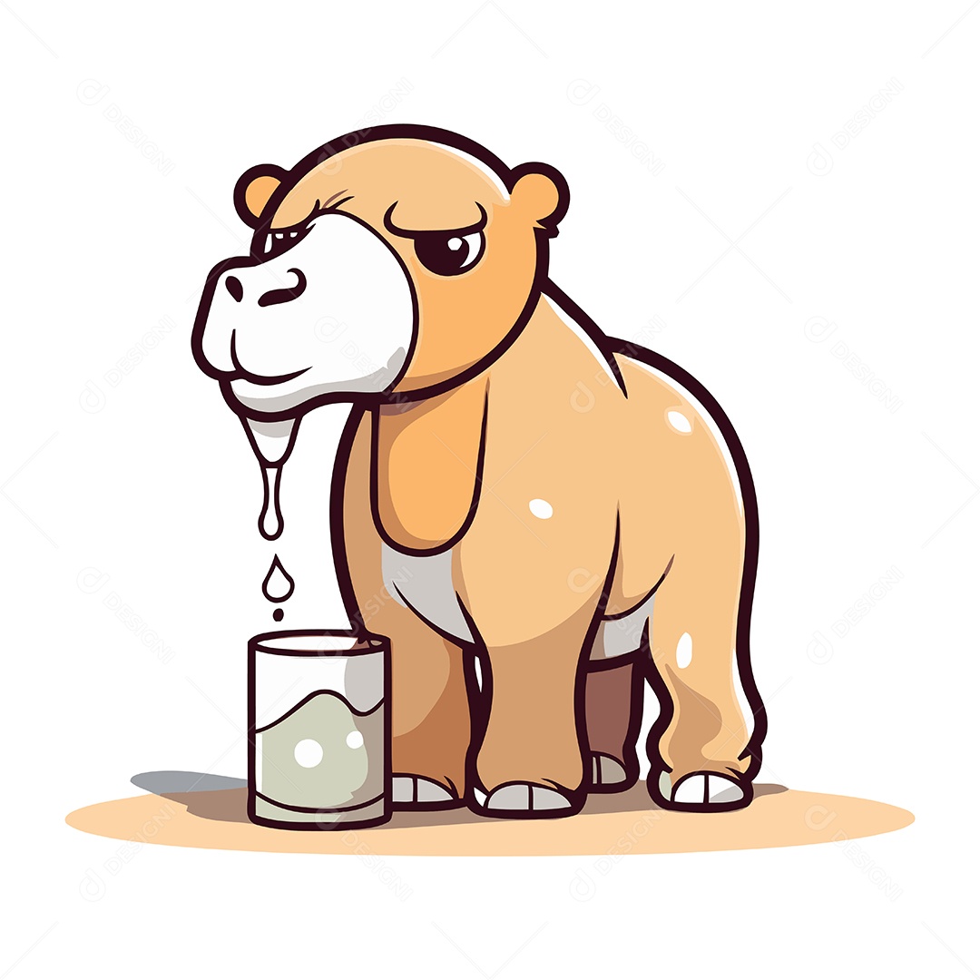 Hipopótamo Fofo de Desenho Animado Ilustração Vetor EPS