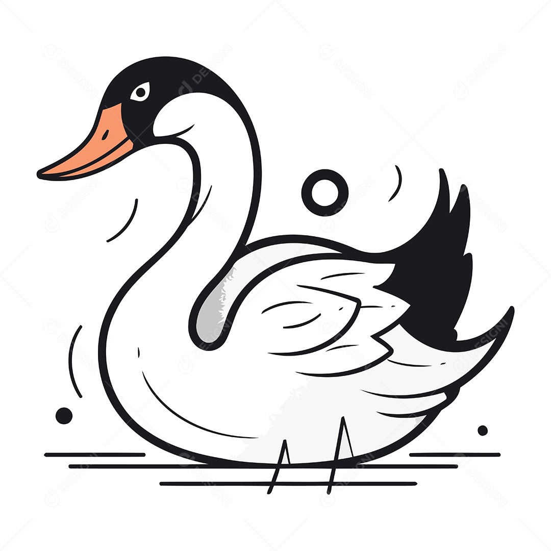 Cisne de Desenho Animado Ilustração Vetor EPS