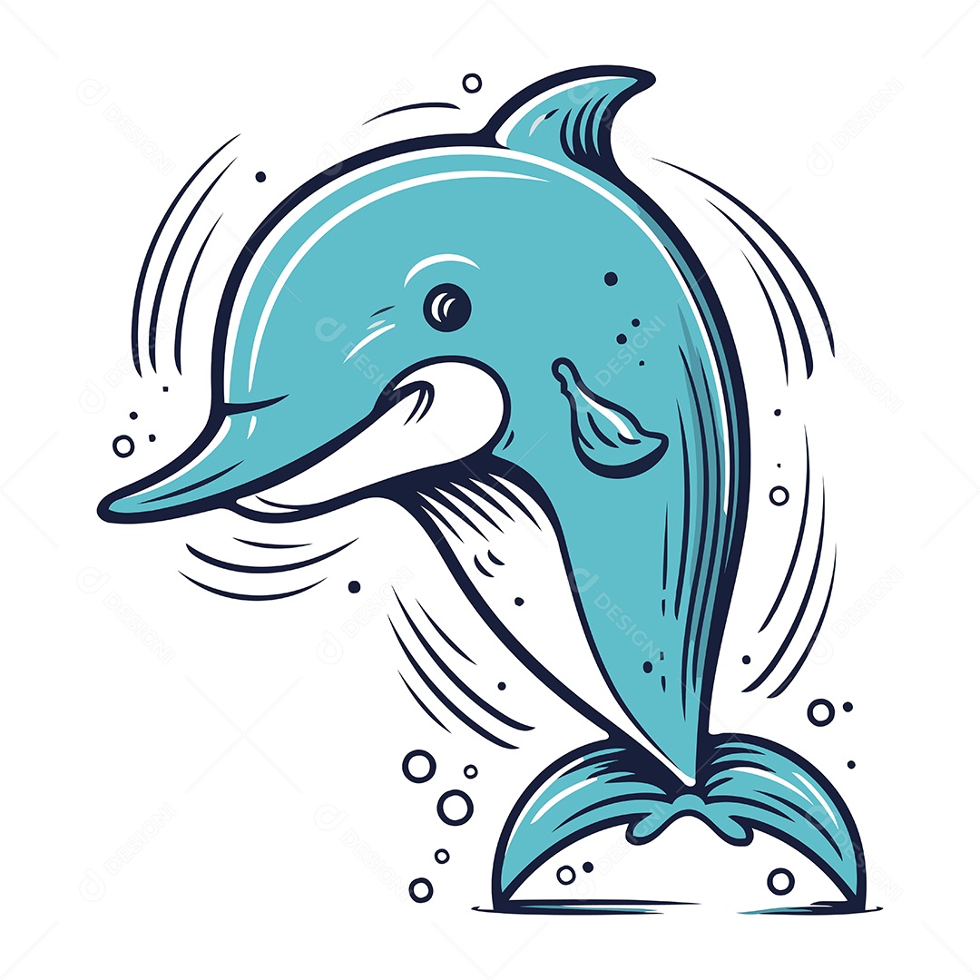 Golfinho de Desenho Animado Ilustração Vetor EPS