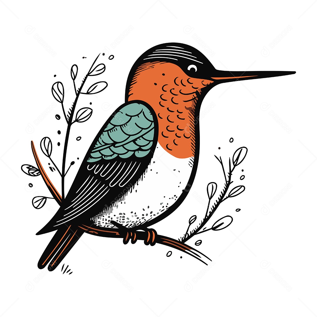 Beija Flor de Desenho Animado Ilustração Vetor EPS