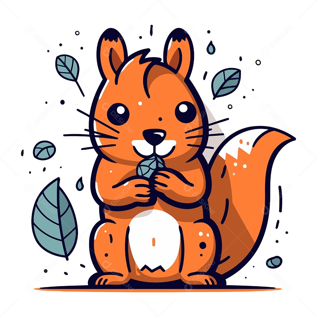 Esquilo de Desenho Animado Ilustração Vetor EPS