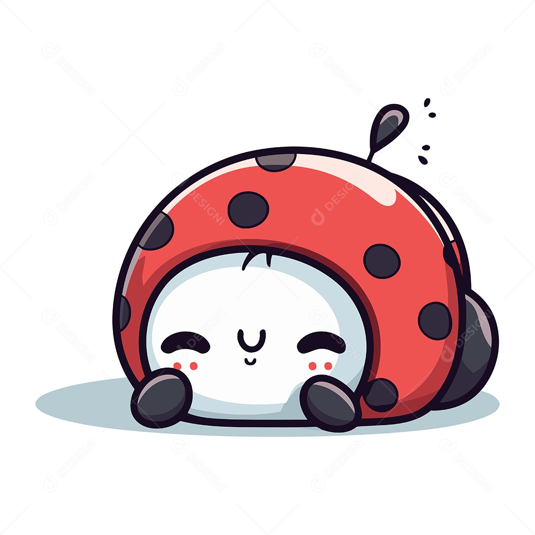 Joaninha Fofa de Desenho Animado Ilustração Vetor EPS