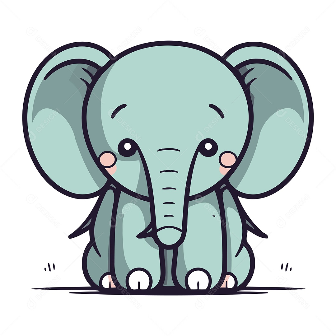Elefante Fofo de Desenho Animado Ilustração Vetor EPS