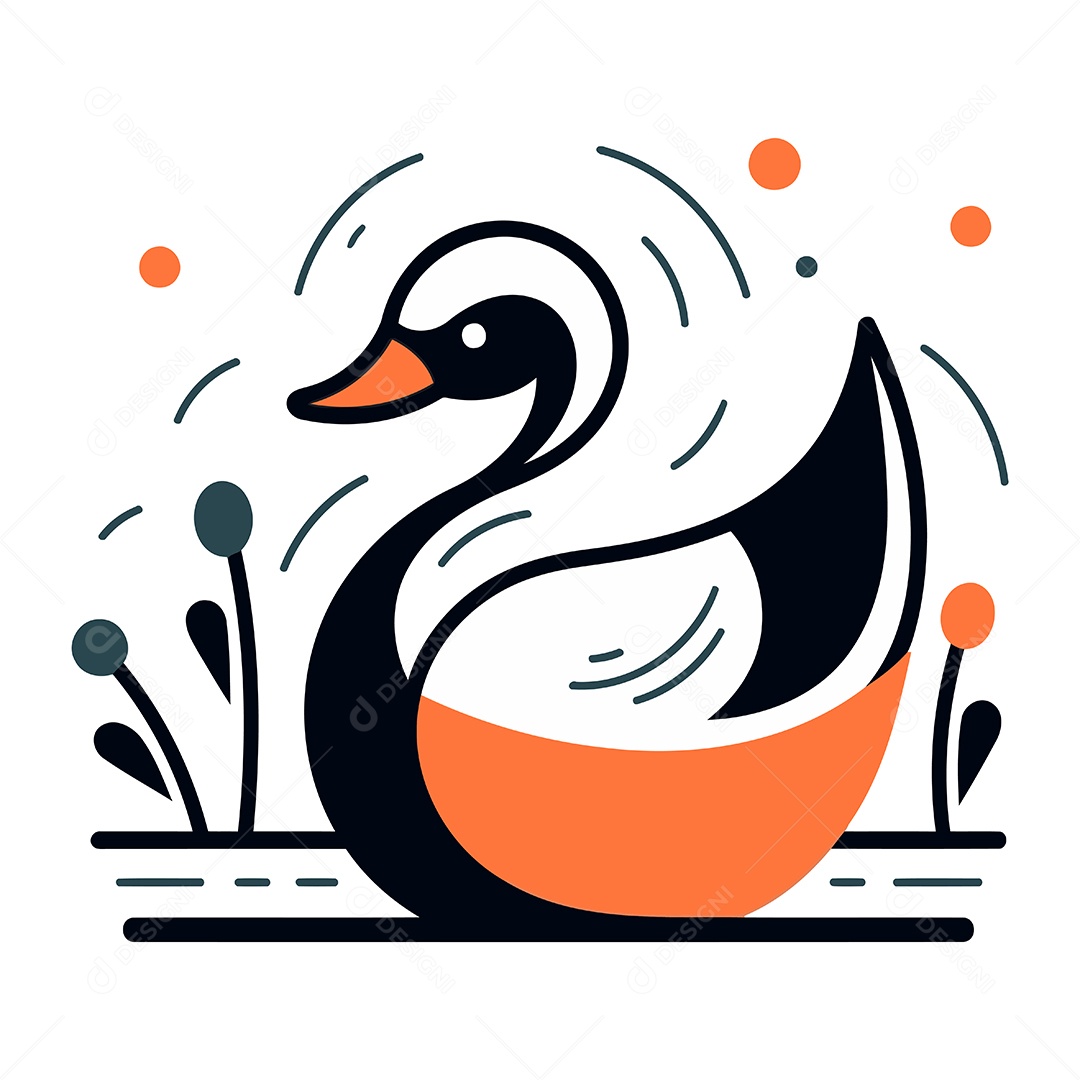Cisne de Desenho Animado Ilustração Vetor EPS