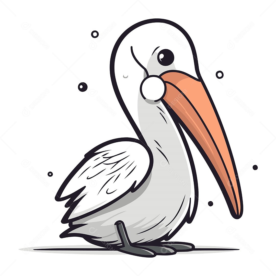 Pelicano de Desenho Animado Ilustração Vetor EPS