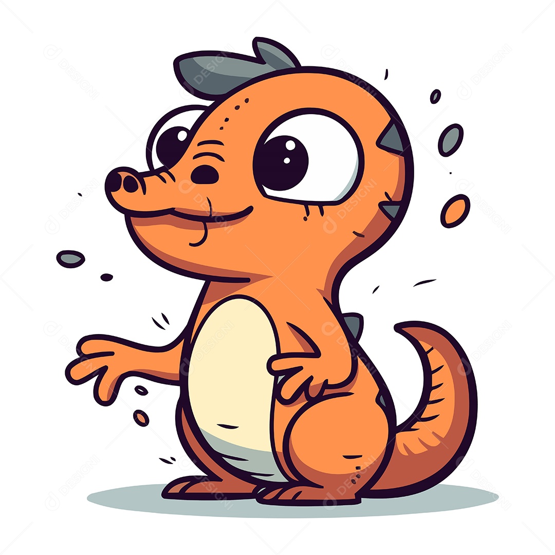 Filhote de Dinossauro Desenho Animado Ilustração Vetor EPS