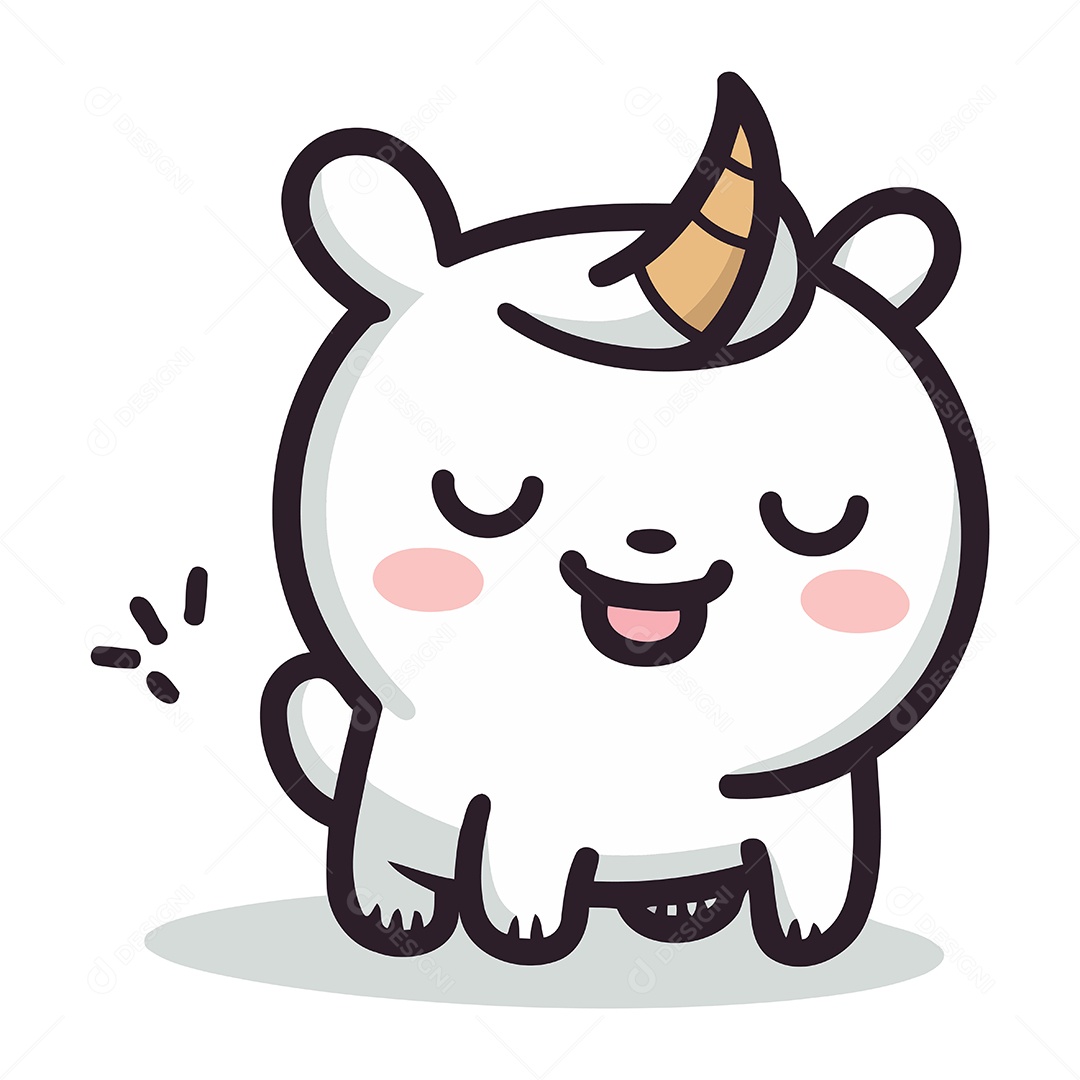 Unicórnio Branco Fofo de Desenho Animado Ilustração Vetor EPS