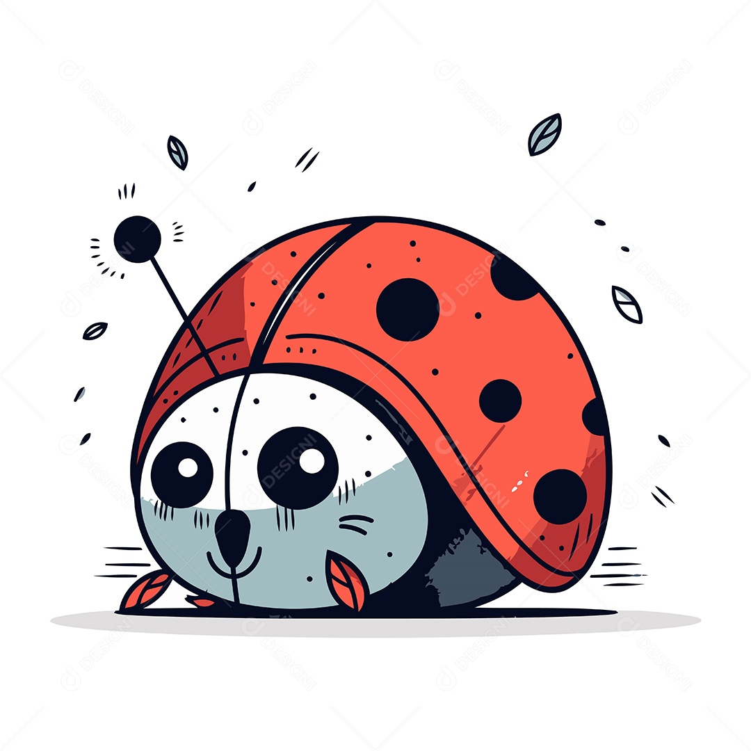 Joaninha Fofa de Desenho Animado Ilustração Vetor EPS