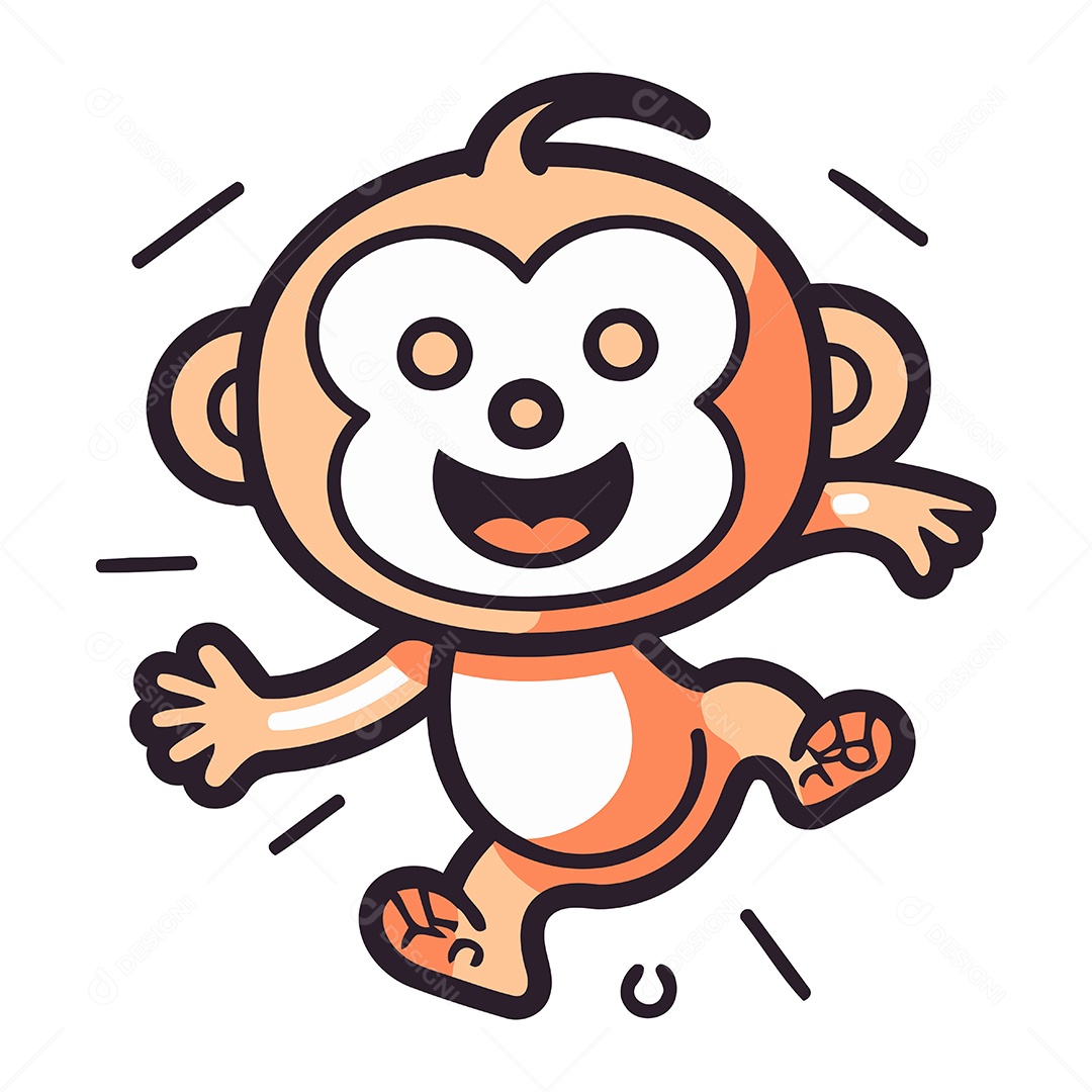 Macaco Fofo de Desenho Animado Ilustração Vetor EPS