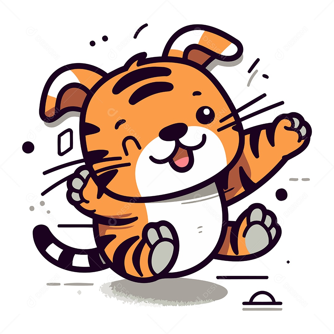 Tigre de Desenho Animado Ilustração Vetor EPS