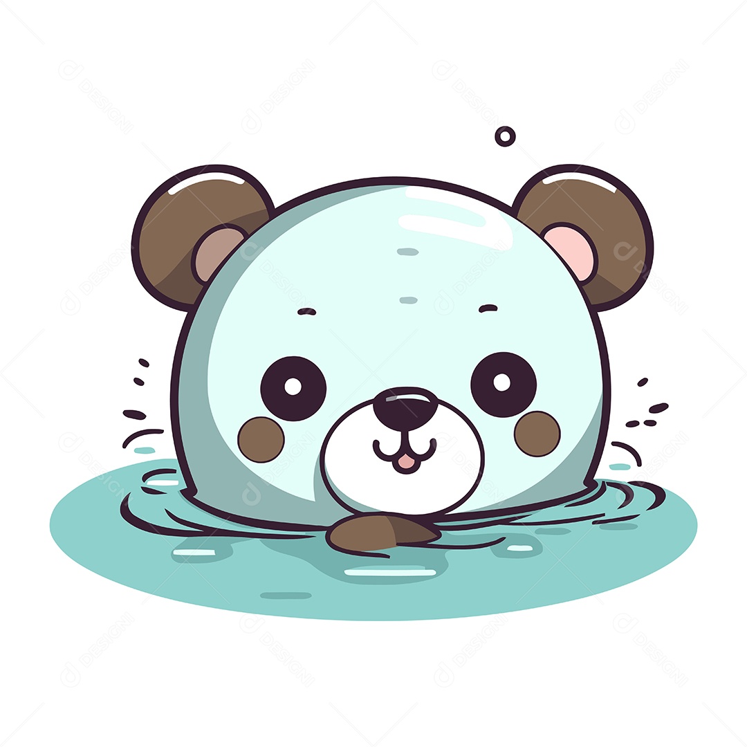 Urso Panda Fofo de Desenho Animado Ilustração Vetor EPS