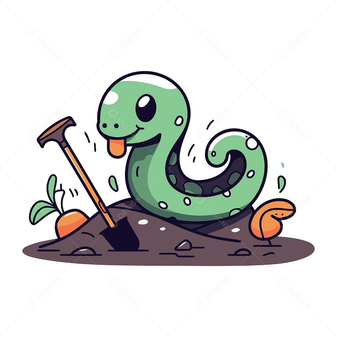 Cobra Verde de Desenho Animado Ilustração Vetor EPS