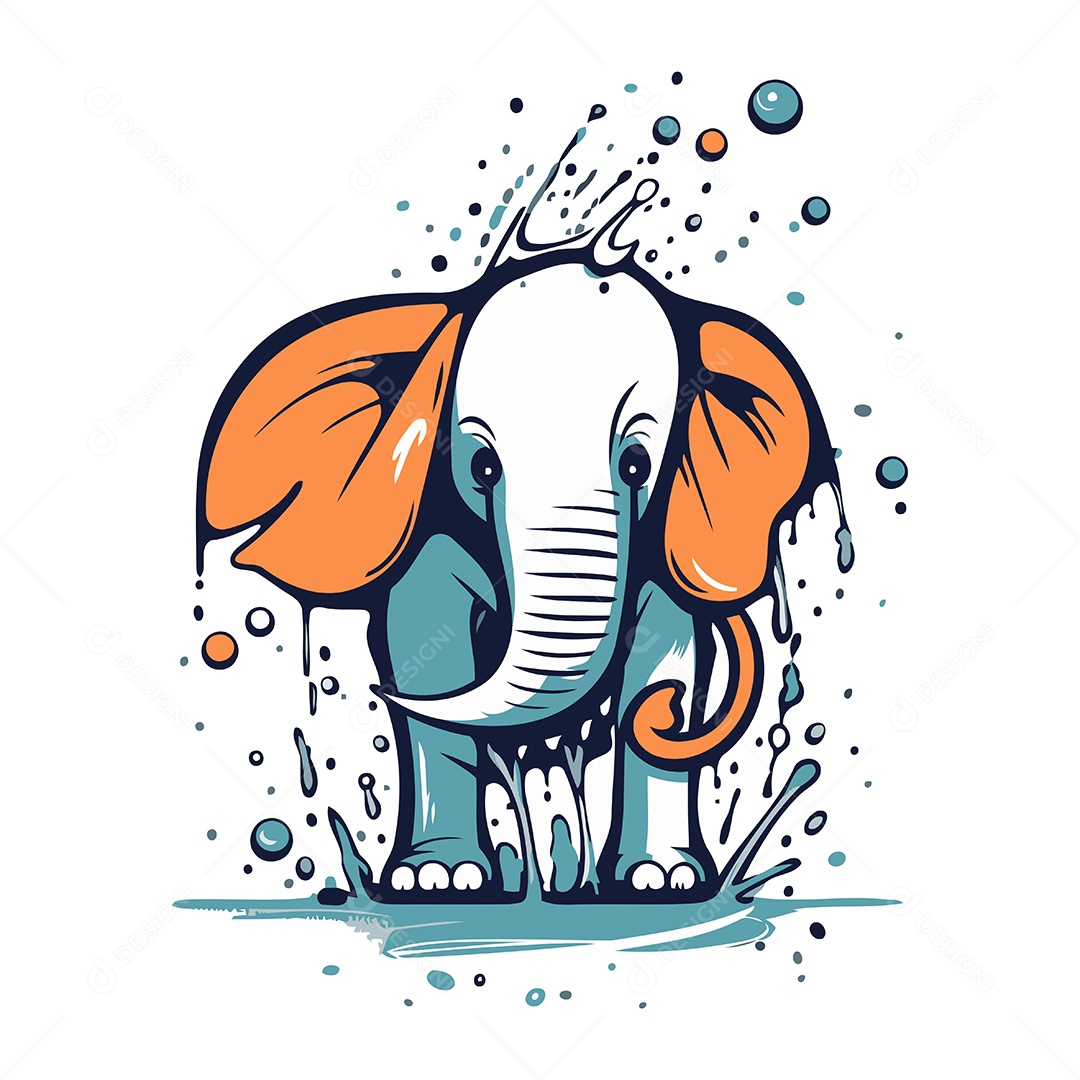 Elefante de Desenho Animado Ilustração Vetor EPS